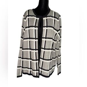 Liz Claiborne Black and White Plaid Cardigan